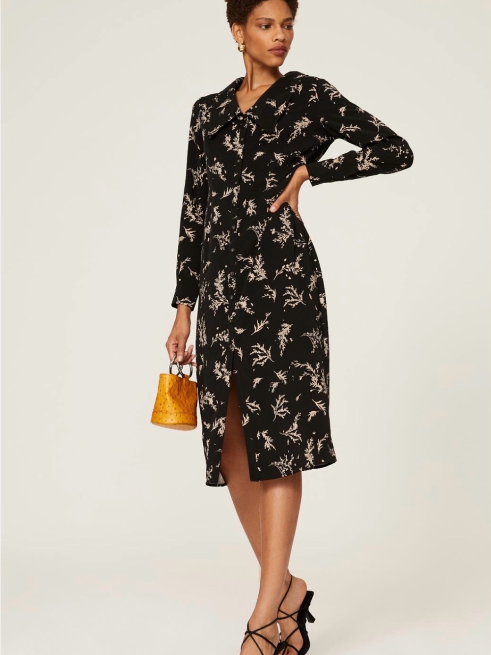 Sweet Baby Jamie Black Floral Long-Sleeve Dress